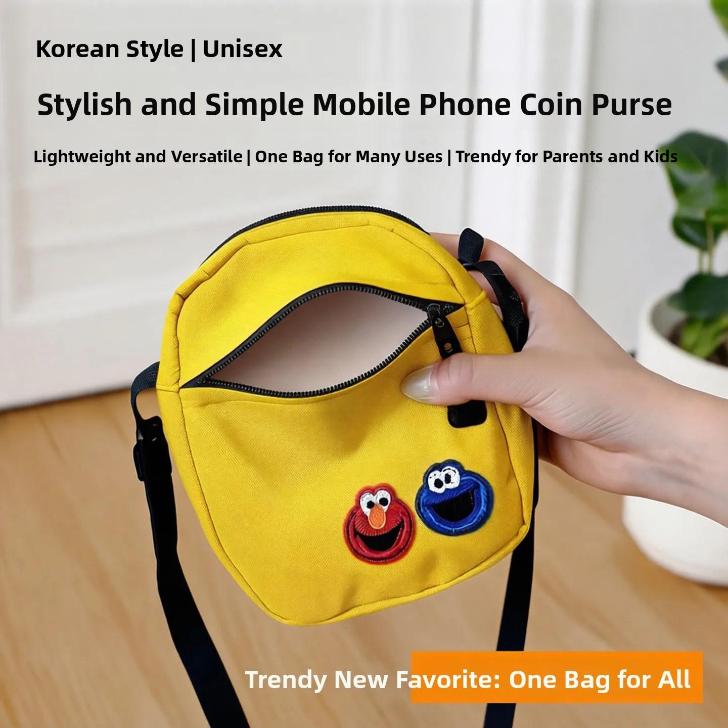 Unisex Oxford Cloth Small Square Bag Fashionable Single Shoulder Crossbody Bag for Children Trendy Mobile Phone Coin Purse