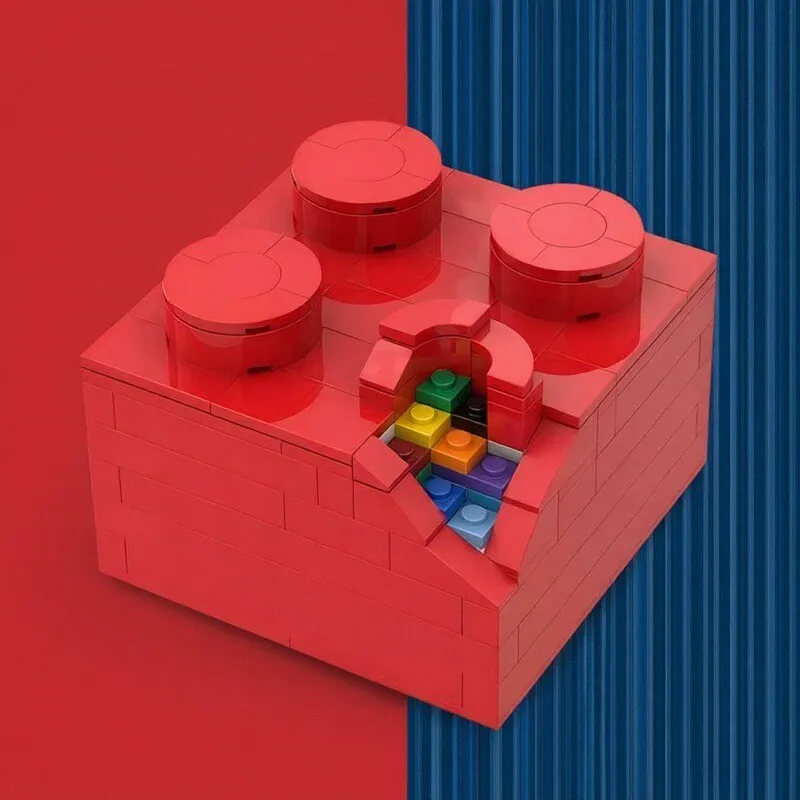 

Креативная забавная серия 2x2, красные кирпичи, строительный блок MOC, модель поврежденного кирпича, детская головоломка, сборные игрушки, подарок на день рождения, орнамент