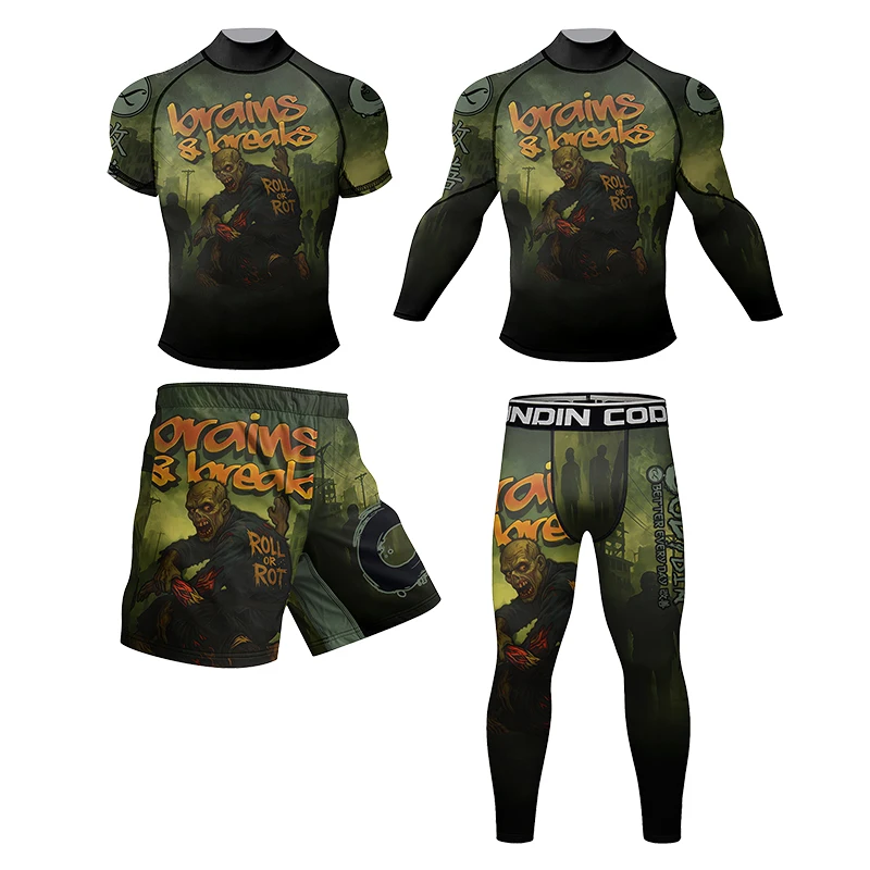 

Cody Lundin Brazilian Jiu-Jitsu Clothing Explorer BJJ Rashguard T Shirts+Pants Set Jiu JitsuTracksuit Boxing Kits With Rubber