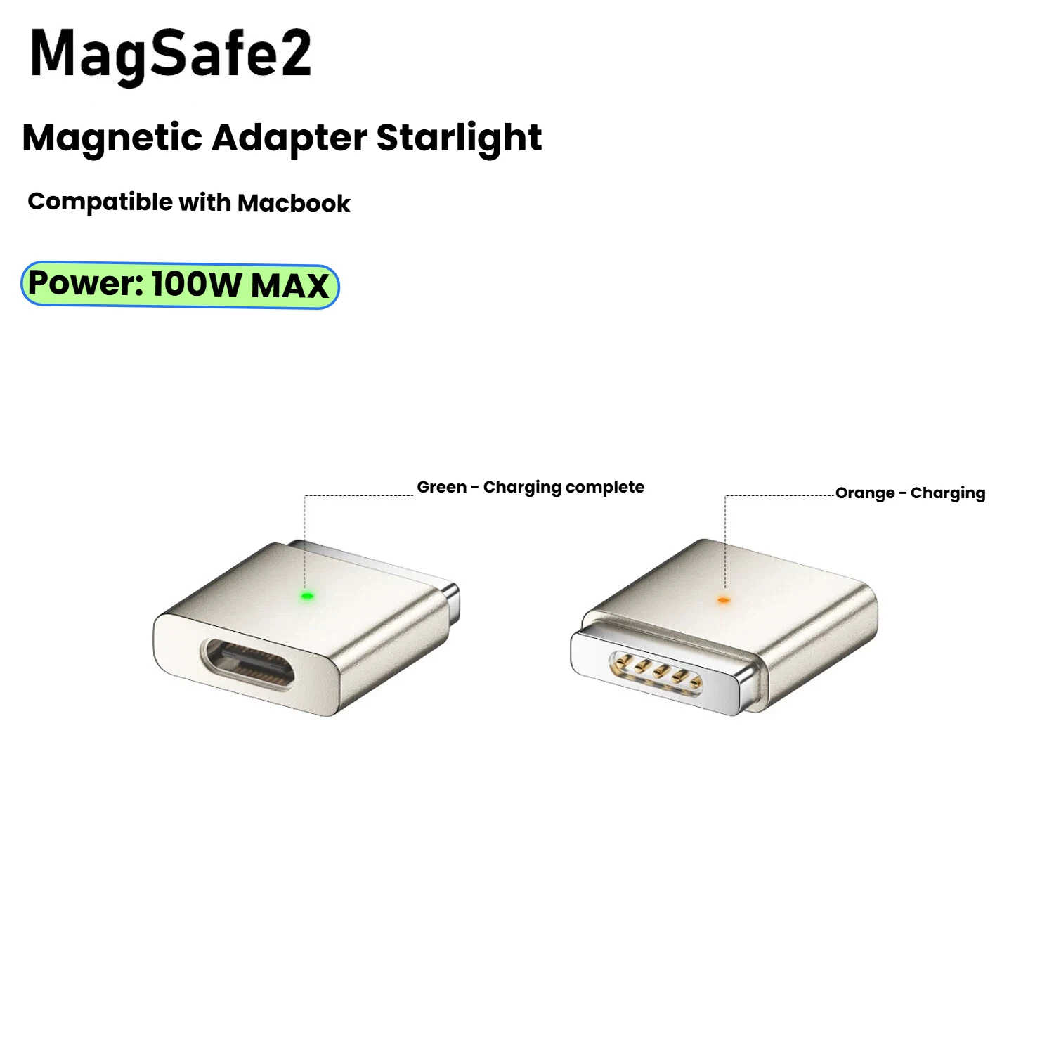 

Laptop USB Type-C to Magsafe Magsafe 2 PD 100W PD Fast Charging Adapter Connector Female to Magsafe 2 for Macbook Air/Pro