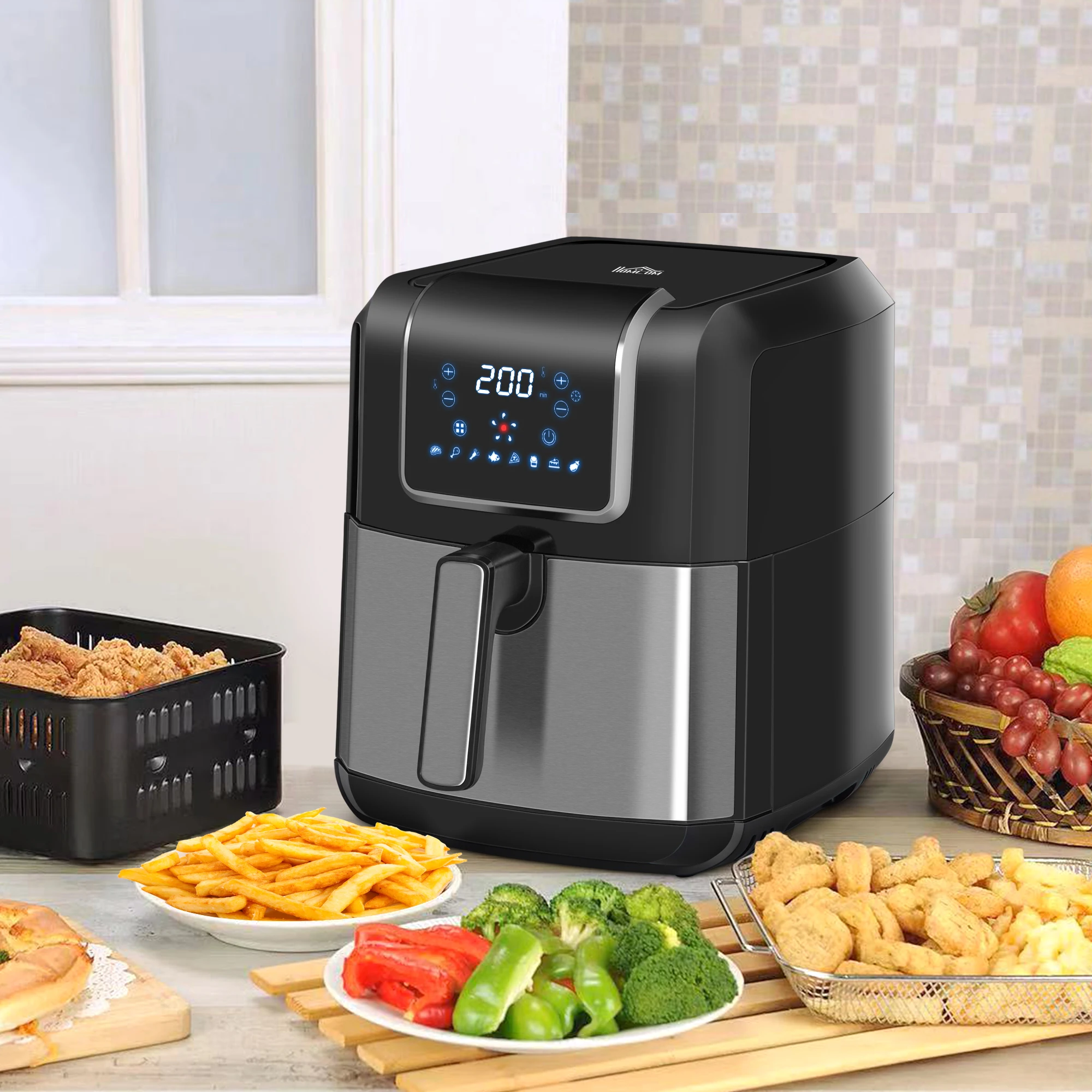 HOMCOM air fryer 6.5L 1700W 8 programs LED touch screen timer