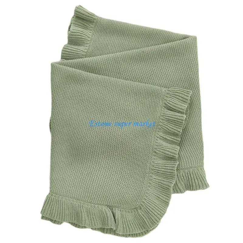 090B Ruffle Cotton Knitted Baby Blanket Swaddles Towel Breathable Receiving Blanket