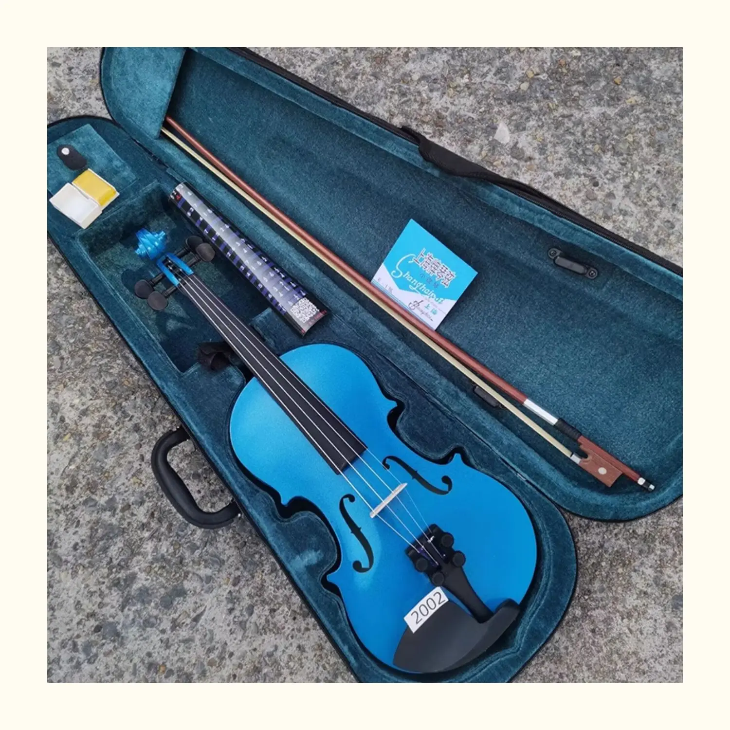 

Violin 4/4 Handmade blue stringed instrument