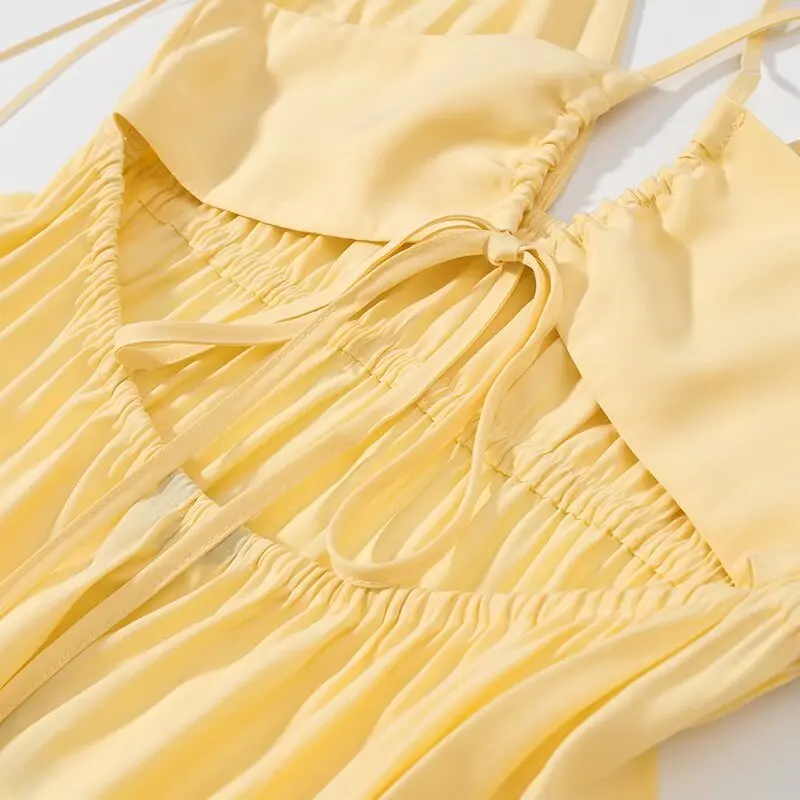 2025, lange Damenkleider, V-Ausschnitt, Schnürung, ärmellos, rückenfrei, trägerlos, elegante, schlanke Strandurlaubskleider