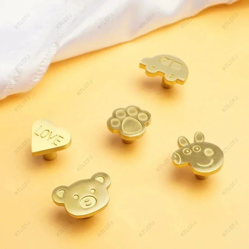 Cat Claw Piggy Cute Children's Room Cabinet Door Handle Personalized Creative Cartoon Children's Room Cabinet Door Brass Handle