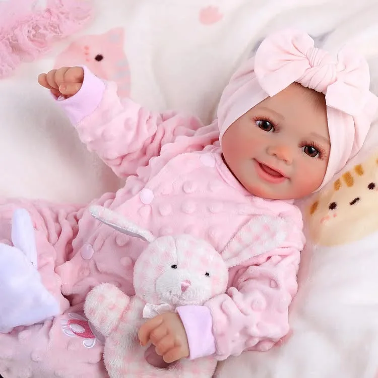 

NPK 17-inch Smiling Baby Reborn Doll - Lifelike Hand-Painted 3D Skin Tone with Visible Veins Collectible Doll