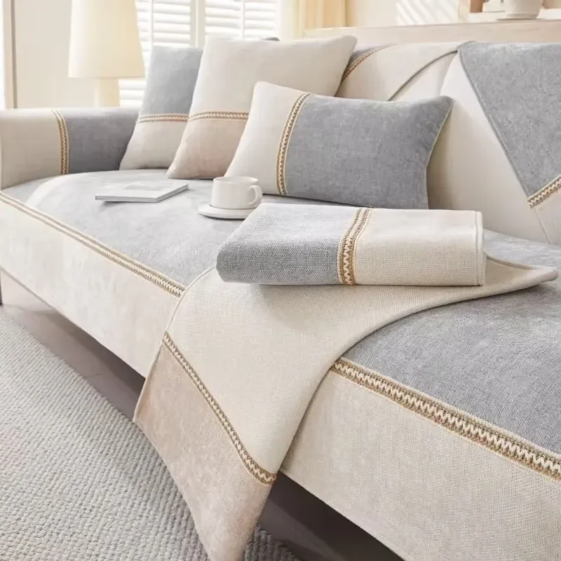 1PC Nordic Chenille Sofa Seat Cover for Living Room Non-slip Couch Mat Towel Soft Corner Sofa Slipcover Pad Home Protection Pad