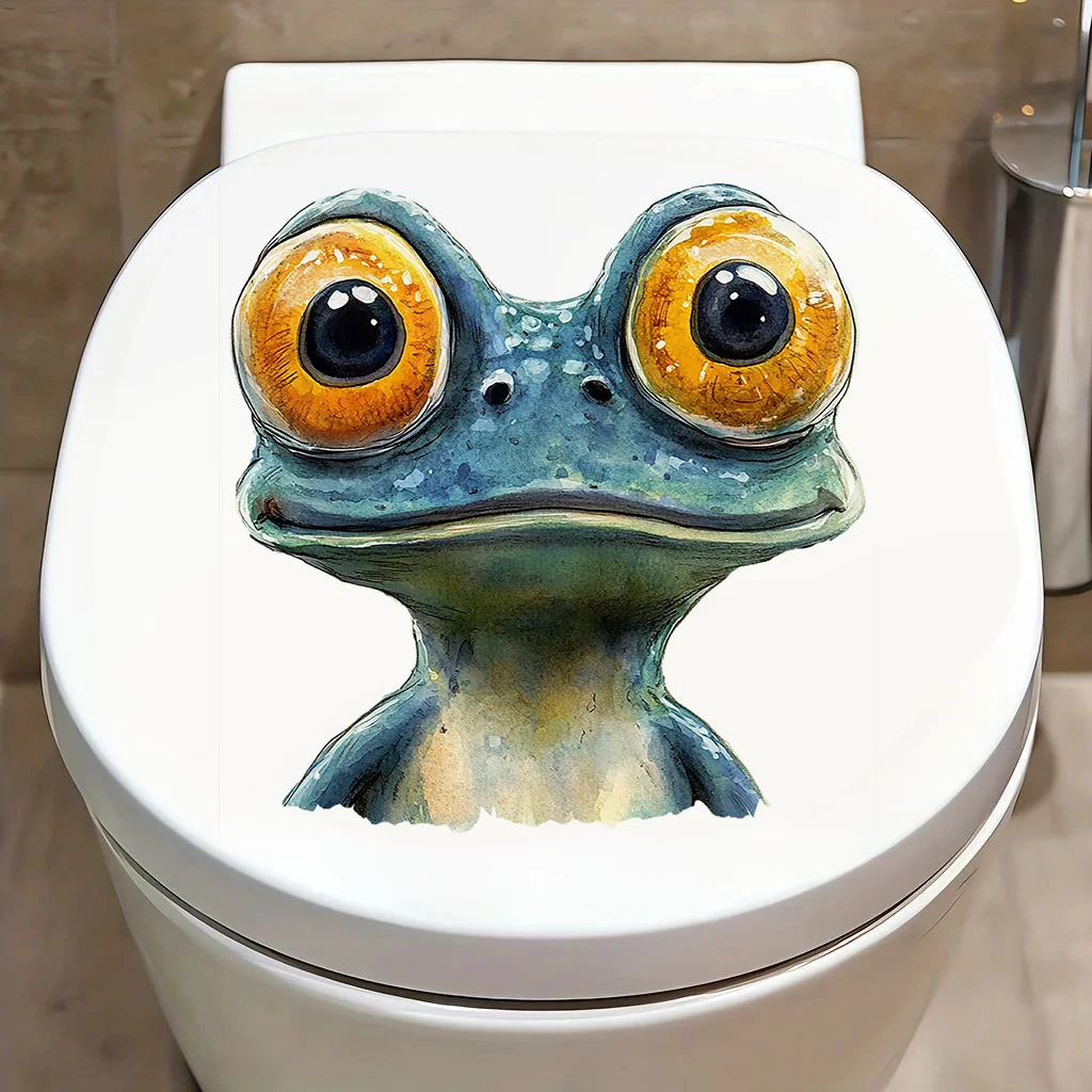 T2308# Big Eyes Frog Toilet Stickers, Bright Wall for Home, Cabinet, Door,Decoration, Vinyl Car Decals, Outdoor Indoor Use