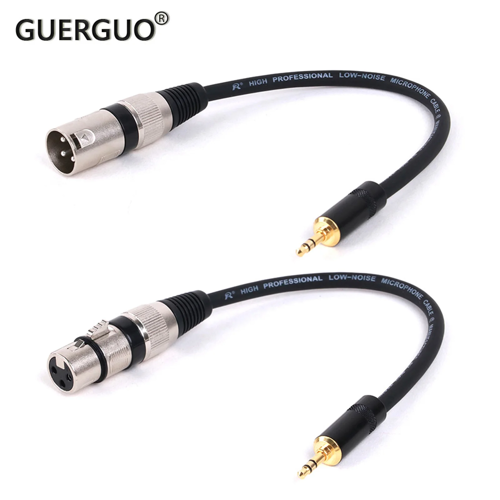 XLR fêmea para cabo de áudio masculino, equilibrado, analógico, cabo de microfone para alto-falante, amplificador, mixer, 3,5mm, 1, 8 Polegada, 0,3 m-25m