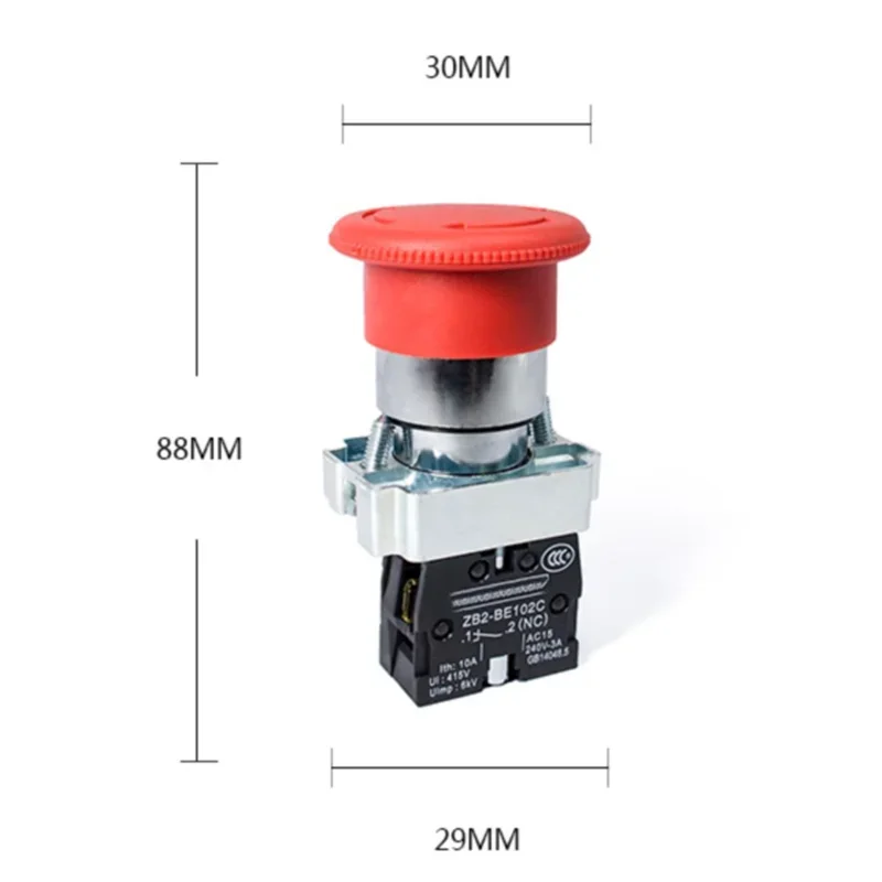 ZB2-BE102C Mushroom head power switch emergency stop 10A 22mm push button switch (ZB2) XB2-BS542 XB2-BS541 XB2-BS544 XB2-BS545