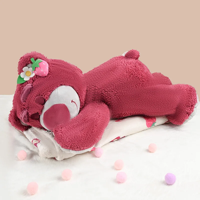 かわいいロッツォのぬいぐるみ寝かしつけ人形 - ディズニーの取り外し可能なブランケット付きクマ、寮のベッド用、彼女へのバレンタインデーのホットなサプライズギフト