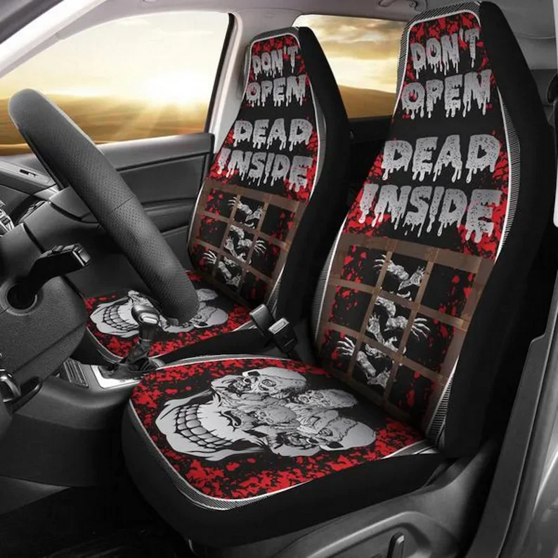 Don't Open Dead Inside, Skulls, Walking Dead, Zombies-Car Seat Covers, Car Accessories, Gift for Her, Custom Seat Covers, Custom