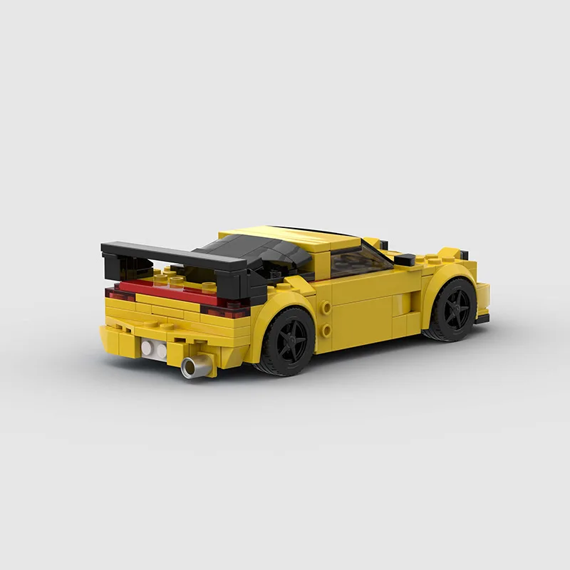 Juego de bloques de construcción de coches deportivos para niños, juguete técnico de RX-7 de velocidad, color amarillo, 214 piezas