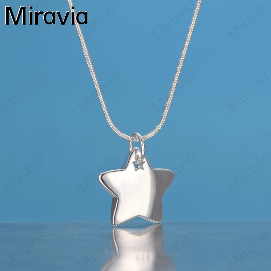

Miravia 925 Sterling Silver Solid Star-Within-A-Star Pendant Necklace, Exquisite And Cute Wedding Party Jewelry For Women.