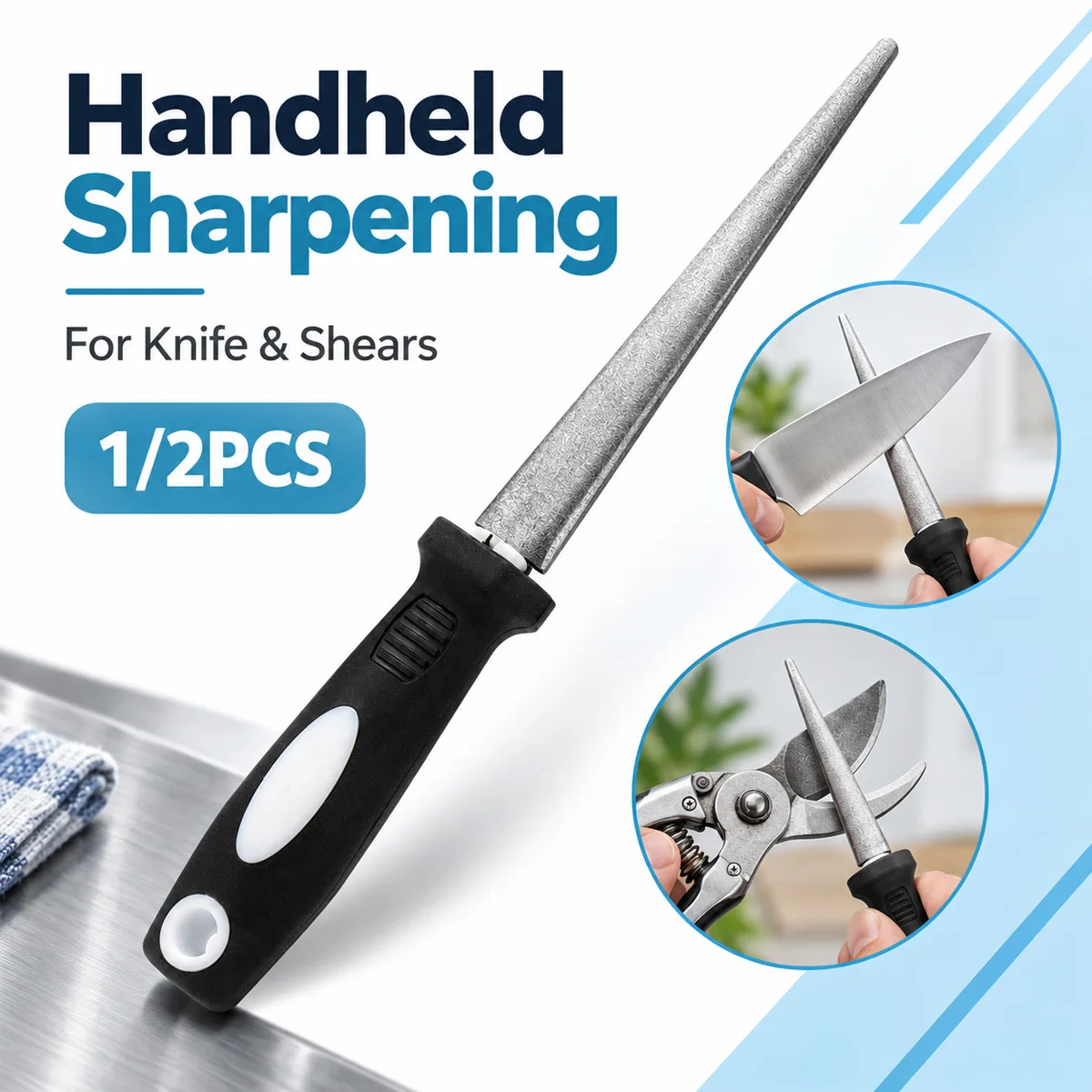 1/2PCS Handheld Diamond Sharpening File Portable Multi Purpose Grinding Sharpener For Kitchen Knives Scissors Pruning Shears