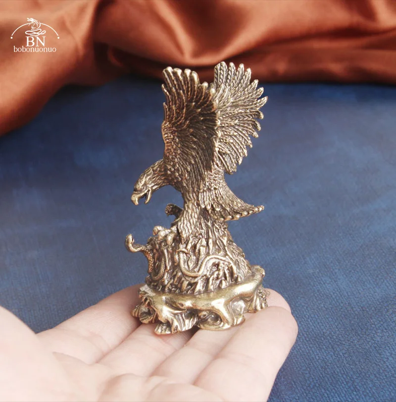 Big 94G Solid Copper Ornaments Bronze Flying Eagle Statue Brass Miniatures Figurines Home Decorations Office Desk Decor Tea Pets