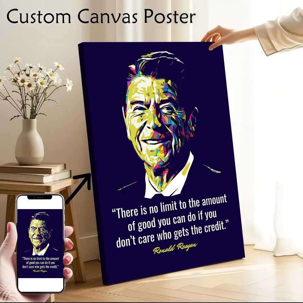 Ronald Reagan Quotes Printed Canvas Wall Art Customizable Paintings Poster Perfect Gift for Home Decor Luxury Decoration Bedroom