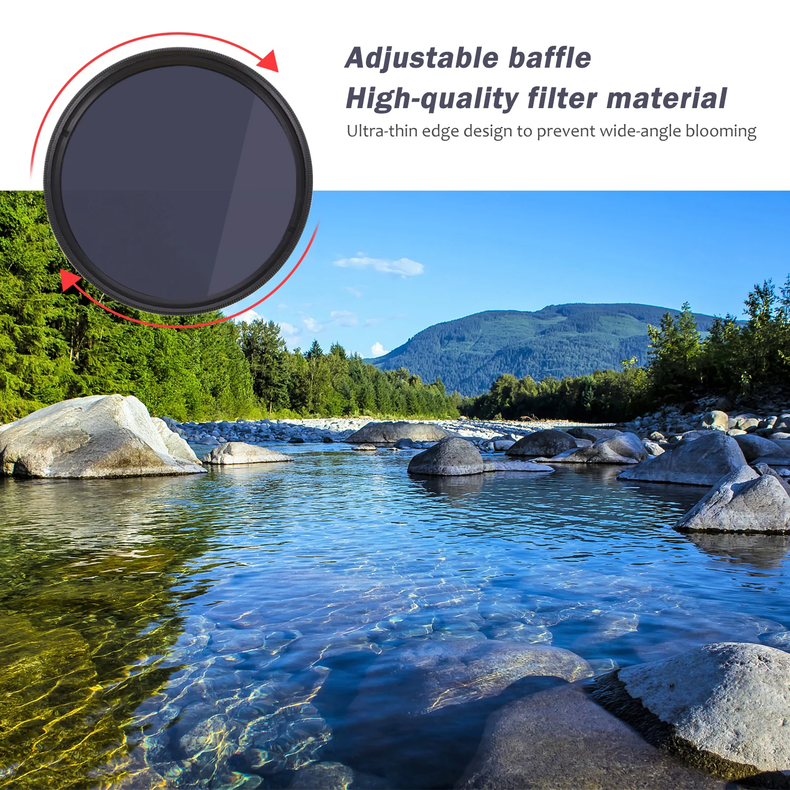 مرشح كاميرا Nd32 متغير محايد الكثافة قابل للتعديل 55 مم للتصوير الفوتوغرافي في الهواء الطلق شلالات تيار موجات عدسة متينة واضحة #1