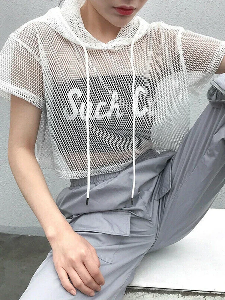 100% Brand New Women Fishnet Tank T-Shirt Blouse Casual T-Shirt Crop Tops See Through Blouse Sexy Fishnet Tank