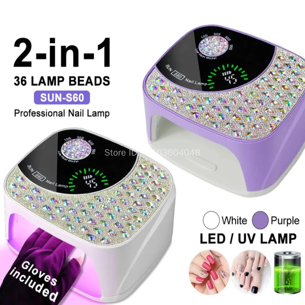Oplaadbare UV LED-nagellamp voor nagels 36 LED's Draadloze gellak-uithardingslamp met scherm Professionele nageluitrusting