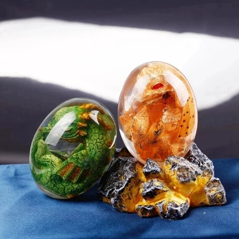 Lava Dragon Egg Resin Statue Ornamental Dinosaur Eggs Sculpture Gemstone Souvenir Home Decor Collection Kid Gift Toy Durable D