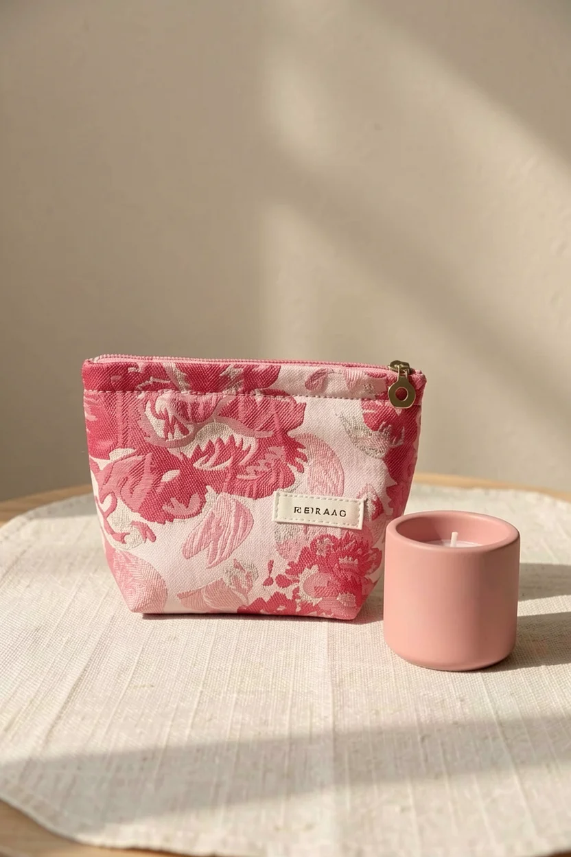 Cosmetic Bag Handheld Portable Cosmetic Bag Floral Embossed Cosmetic Bag Portable Handheld Makeup Pouch For Daily Storage Travel