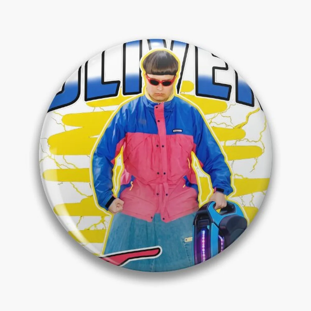 Oliver Tree Retro Y2K Pop Art  Pin Holographic Star Heart Pin Brooches Laminated Button Fashion Accessory