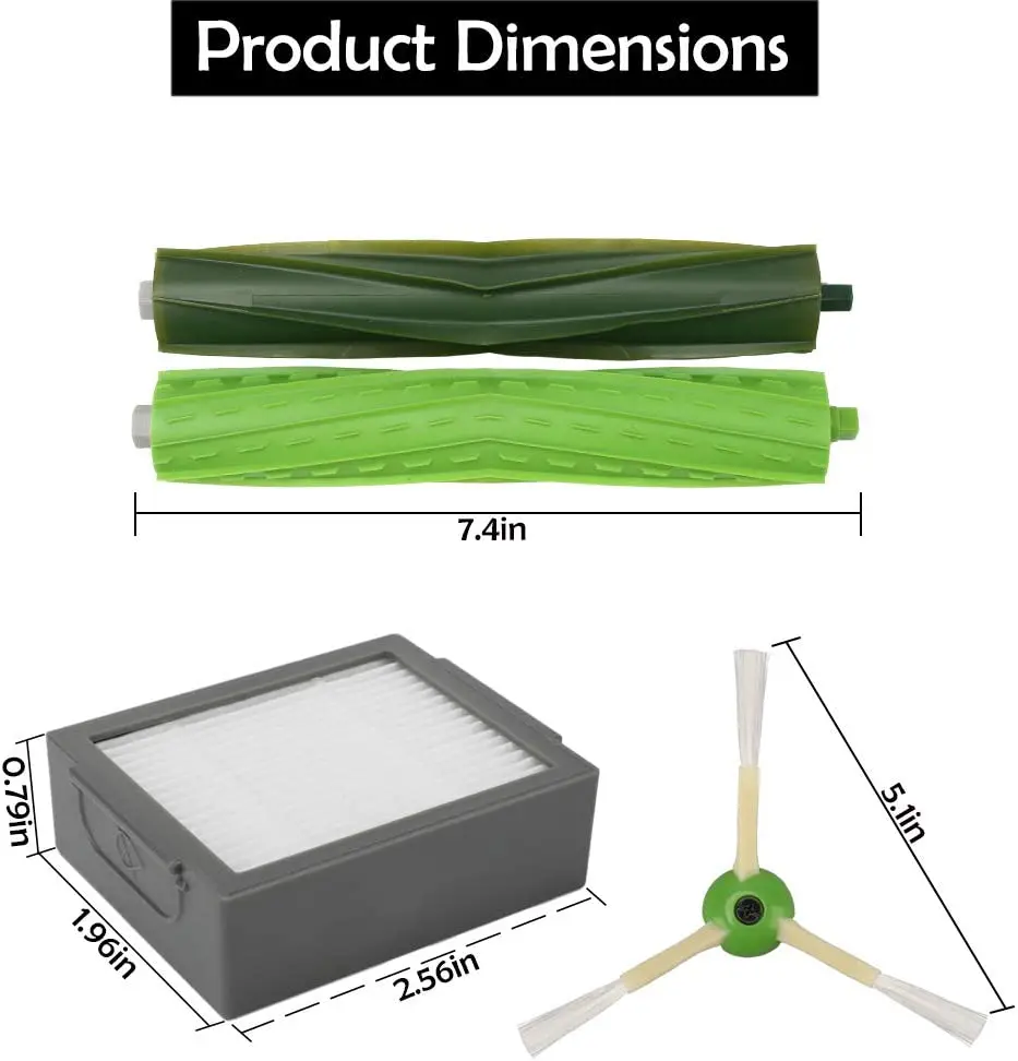 Escovas de borracha & filtros hepa & escovas laterais para irobot roomba i1 i3 i3 + i4 i6 i7 i7 i8 i8 j7/plus e5 e6 e7 aspirador de pó