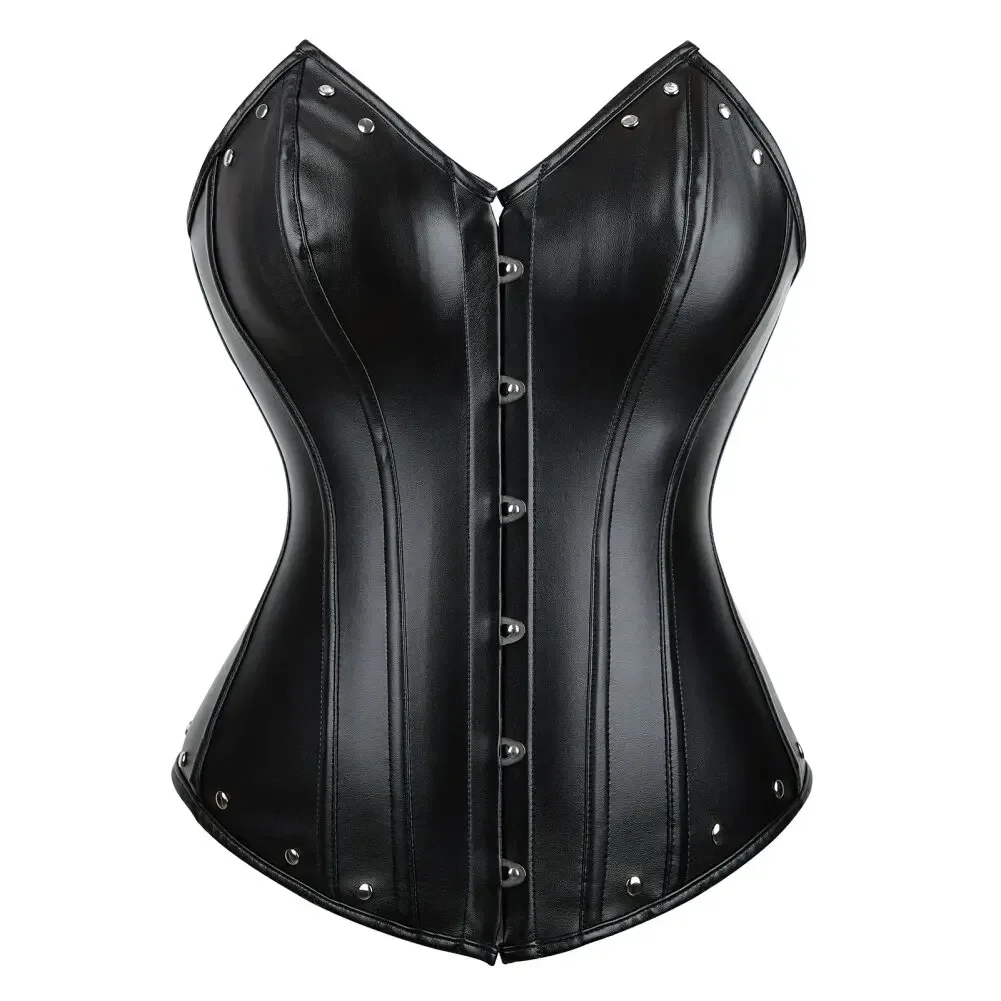 Red Shiny PU Leather Bustier Steampunk Corset Body Shaper Women Sexy Basque Black Green