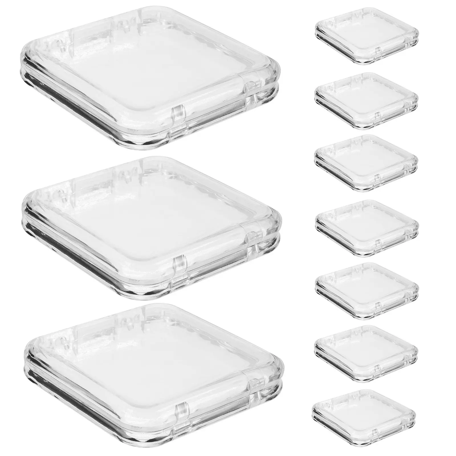 10Pcs Transparent Press on Nail Case Square Clear Plastic Storage Box for Manicure Supplies Coins Stamps Badges Jewelry