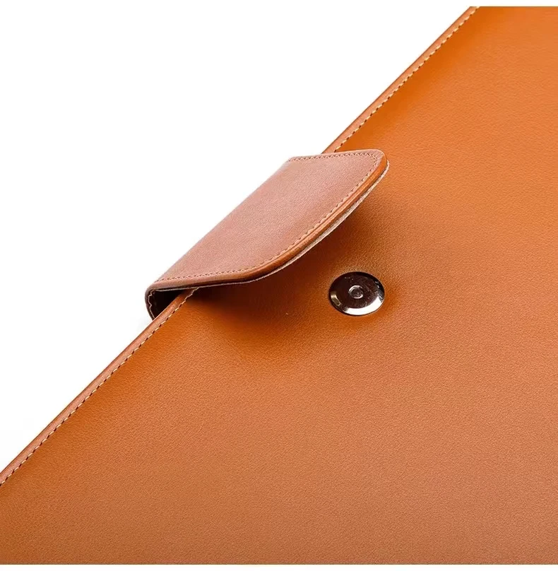 A4 High Quality PU Leather Document Folder With Buckle And Binder Clips 802grams