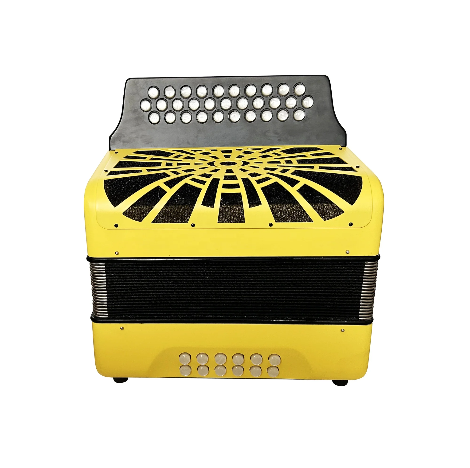 Professional Diatonic Accordion Instrument JB3112D 31-Button 12-Bass Yellow Acordeon Made of Wood