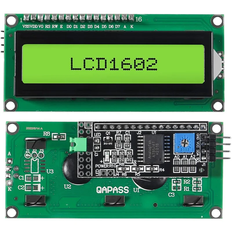 LCD1602 I2C Display Module Blue Green Screen 5V PCF8574 IIC Adapter Llate for Arduino