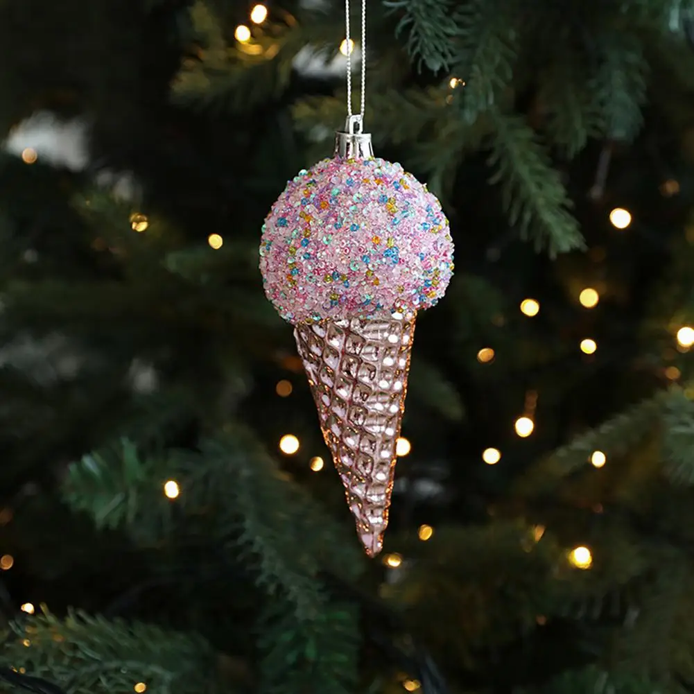 Holiday Buffet Table Accents Holiday Hanging Ornaments Farmhouse Christmas Ornament Set Sparkling Pink Ice Cream for Rustic