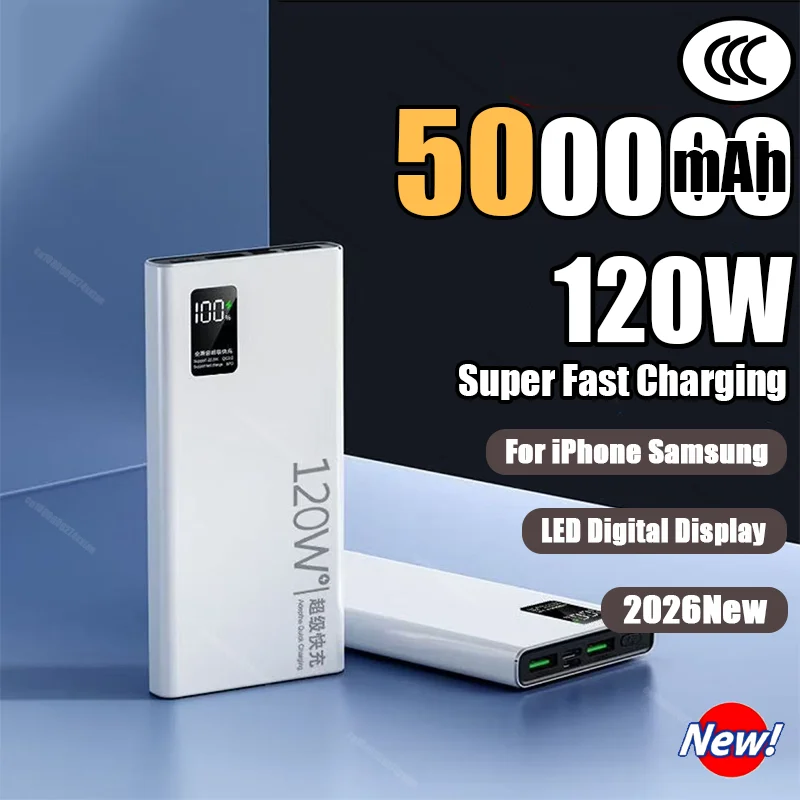 120W 50000mAh Portable Power Bank with LED Display Fast Char