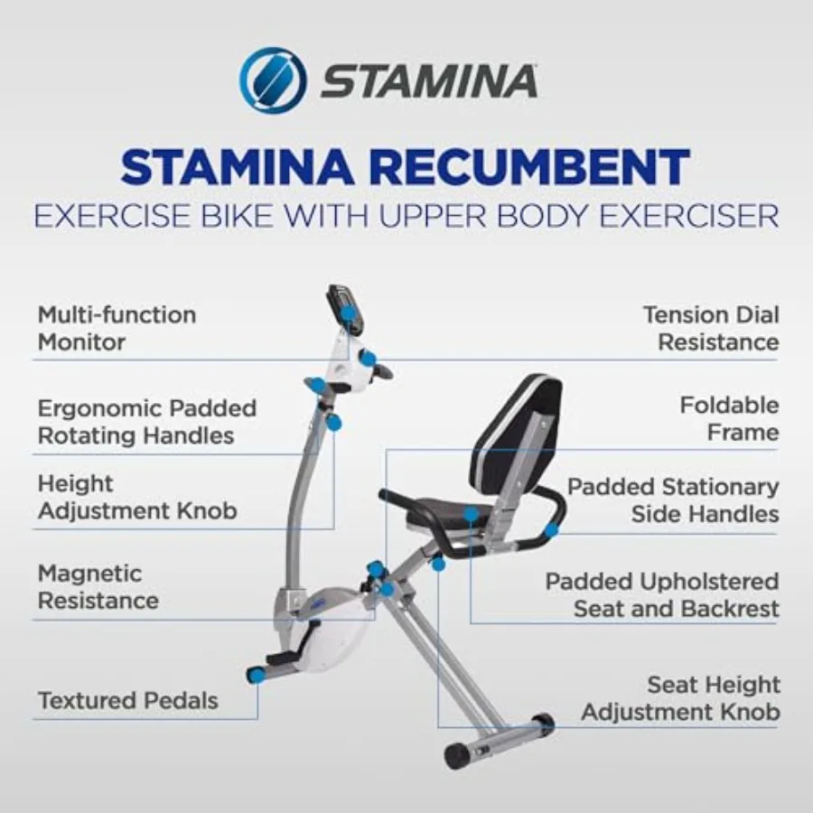 Home workout recumbent exercise bike with arm workout, steel frame, black color, smart app connectivity and 250 lbs weight capa