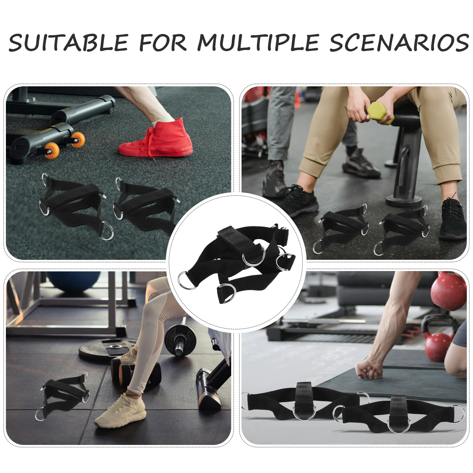

1 Pair Black Ankle Straps Cable Machine Elastic Leg Attachments Resistance Bands Leg Straps Adjustable Weight