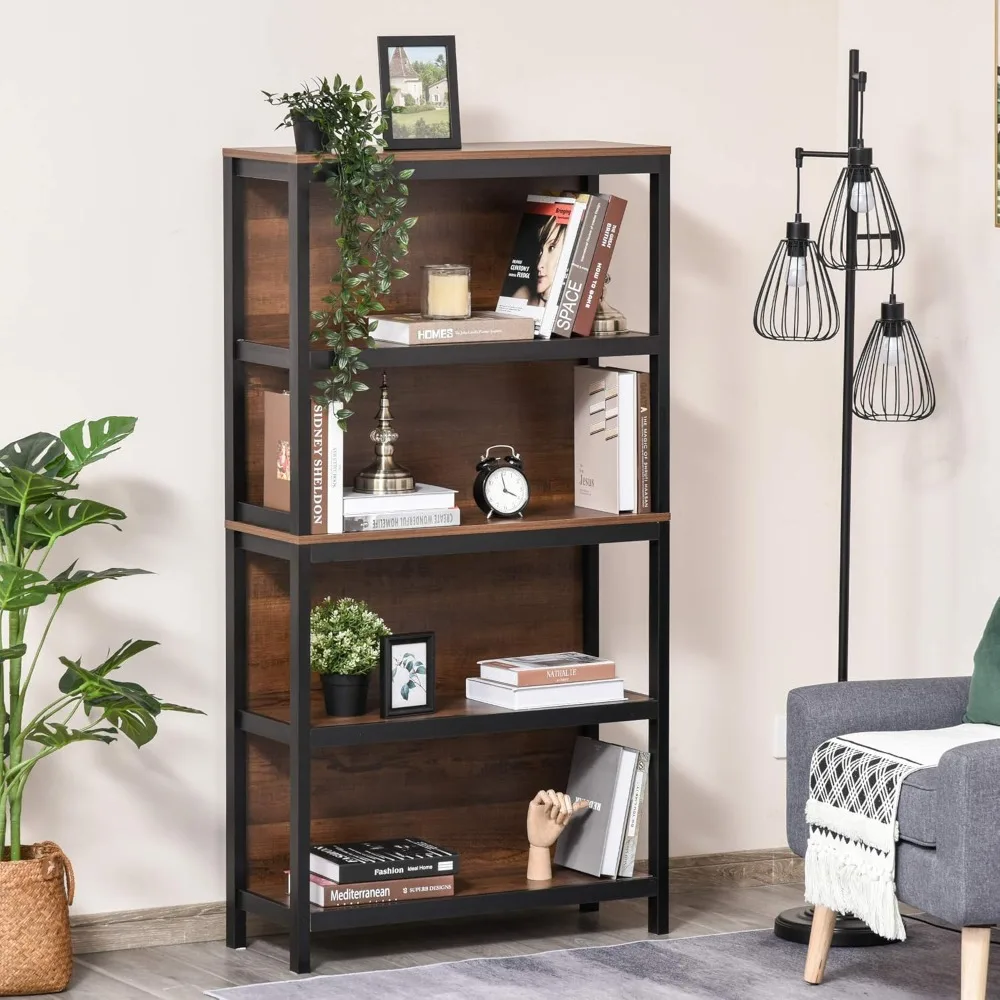 

Shelves for Storage, 4 Tier Bookshelf Utility Organizer with Back Support and Anti-Topple Design, Customized