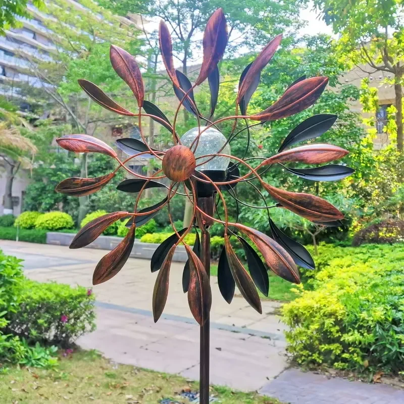 Windmill Outdoor Art Decoration Leaf Metal Wind Chime Rotator
