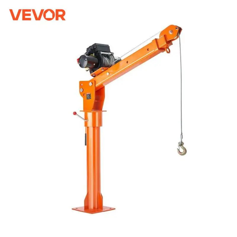 VEVOR 2200lbs Electric Hoist Pickup Truck Crane 360° Swivel Folding Bed Jib Crane with 6000 lbs Electric Winch for Lifting Goods