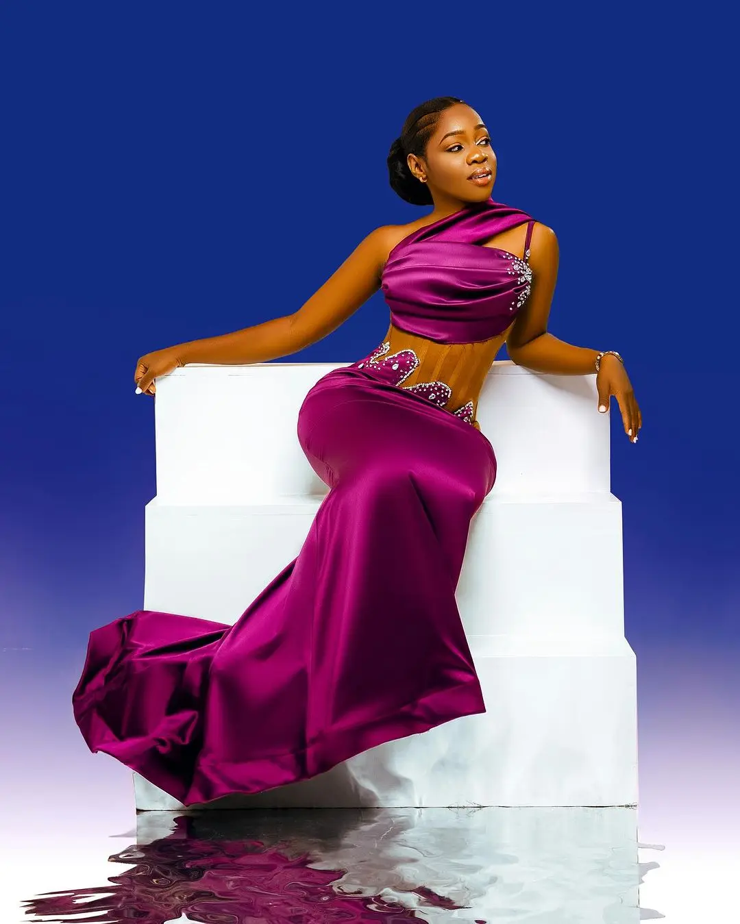 Aso Ebi Style Purple Mermaid Prom Dresses 2024 New Beaded One Shoulder African Wedding Guest Gown Black Girls Formal Party Gowns