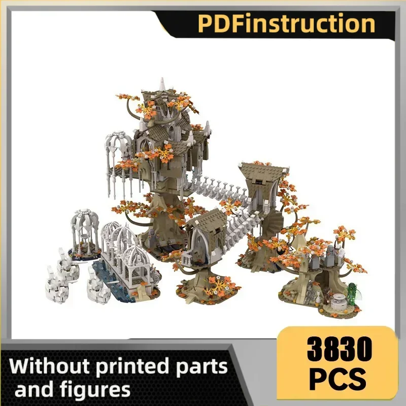 

Строительный блок Moc, волшебные кольца, сцена кино, UCS Lothlориенти, модель замка, кирпичи, сделай сам, сборка, вид на улицу, игрушка, подарок ребенку