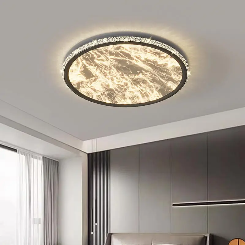

Modern Black/White LED Ceiling Light Fixture with Acrylic Shade Remote Control Dimmable for Bedroom Living Room Home Decor Lamp