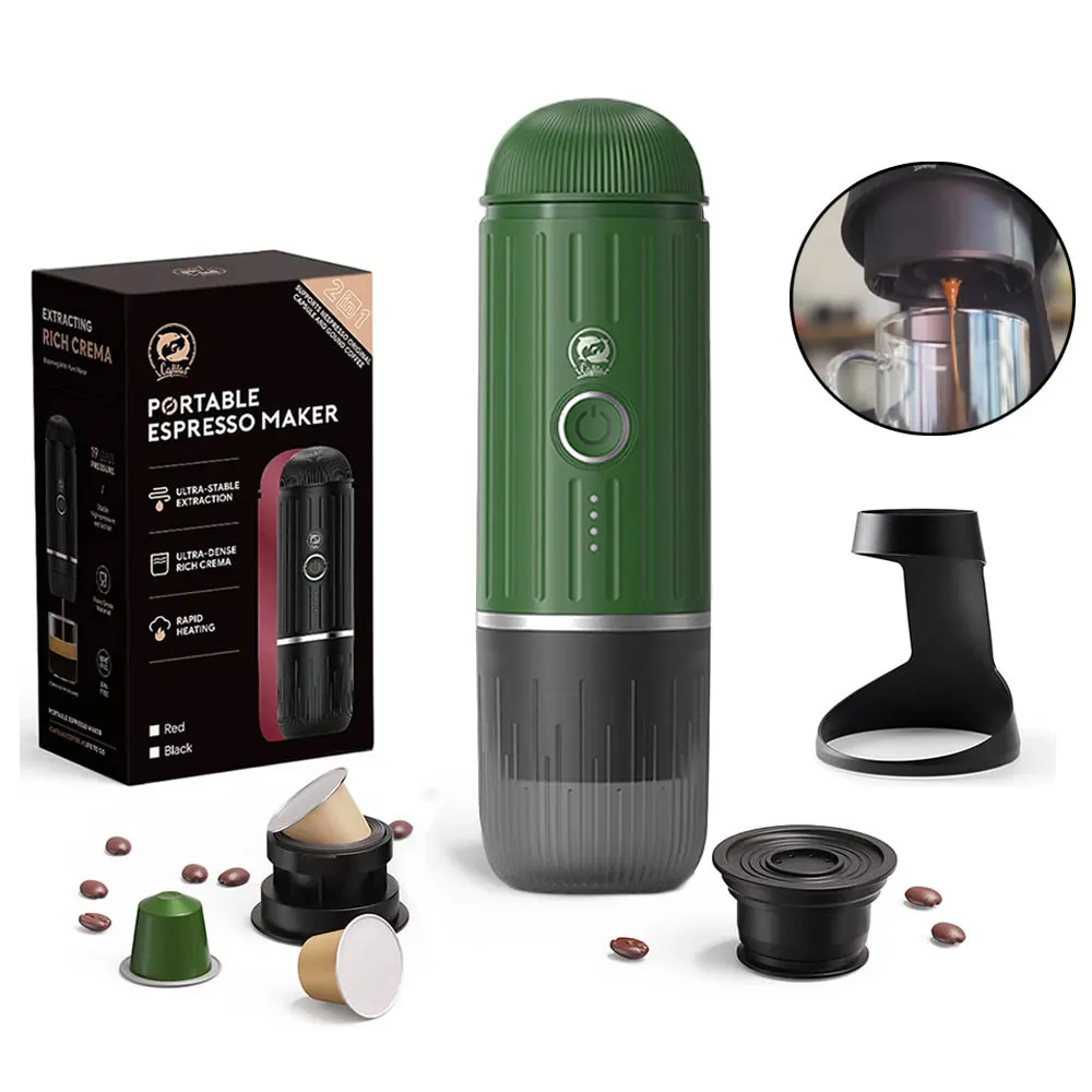 

Portable Espresso Coffee Machine for Car Home Camping Travel Wireless Heating Coffee Maker Fit Nespresso Capsule Ground Coffee