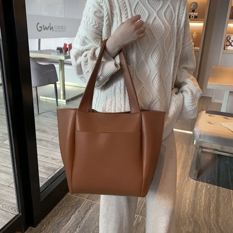 Fashion Commuter Personalized Large Capacity Handbags Simple Solid Matte/Plain Cowhide Leather Hand Bags 2024 Luxury Bolsos