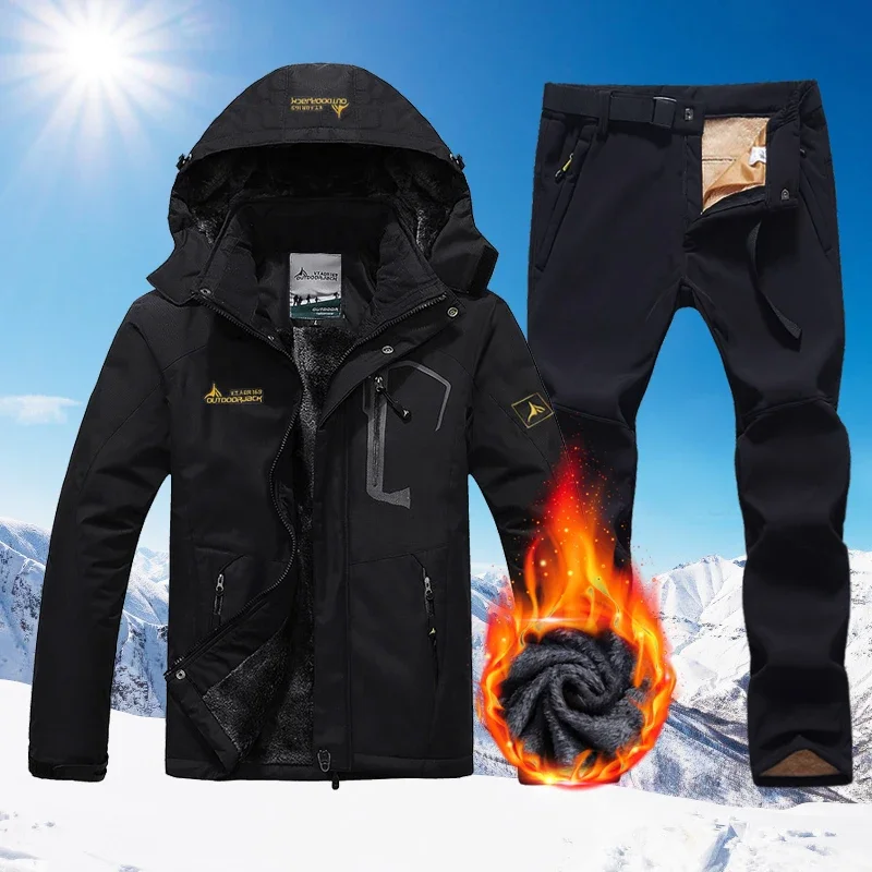 2023 Ski Suit Men Winter Warm Waterproof Outdoor Sports Snow Jackets and Camping Pants Hot Ski Equipment Snowboard Parkas Jacket