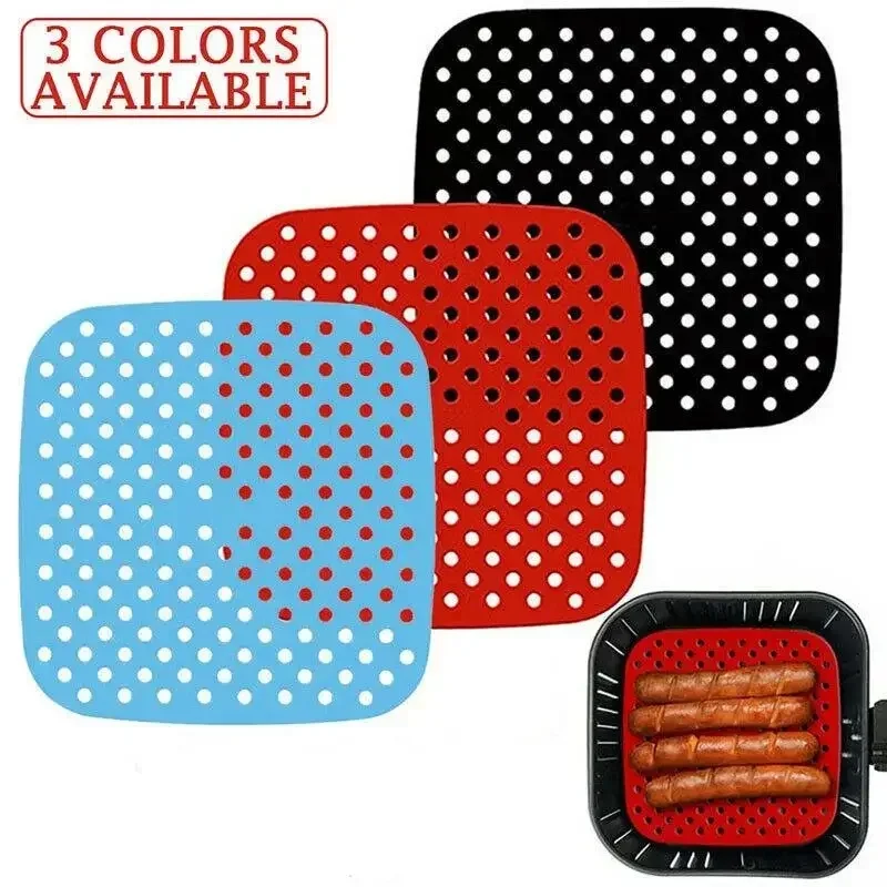 Premium Silicone Air Fryer Liners Reusable Non Stick Mats Parchment Paper Replacement For Air Fryer Basket Cooking Baking Access