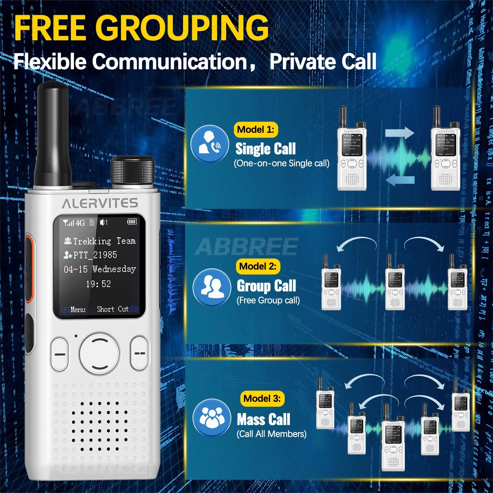 바오펑 AT1 POC 무전기 평생 무료 사용, 그룹 생성 자유롭게, 글로벌 4G/5G 네트워크 무전기, 무제한 거리 통신, ALERVITES