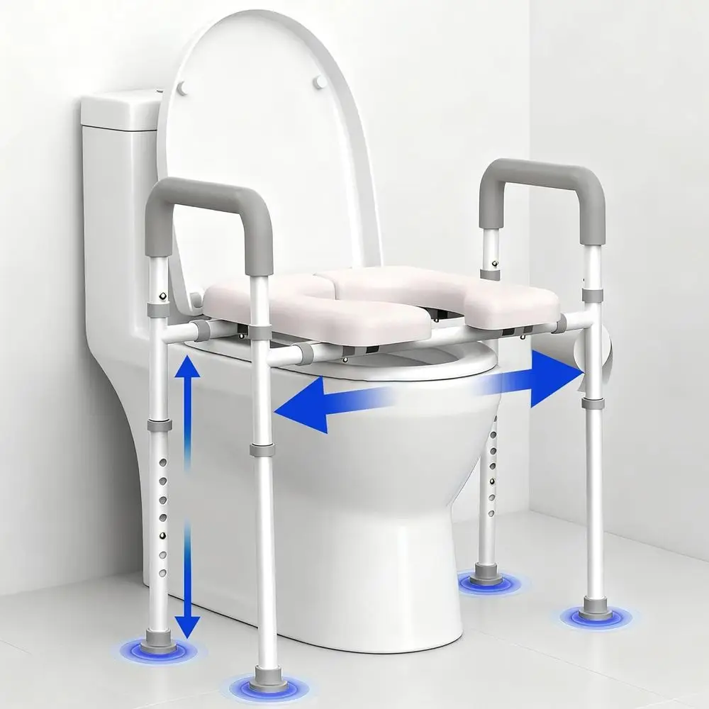 

Elevated Toilet Seat with Adjustable Width & Height, 400lbs Capacity, for Disabled, Pregnant, and All Toilets