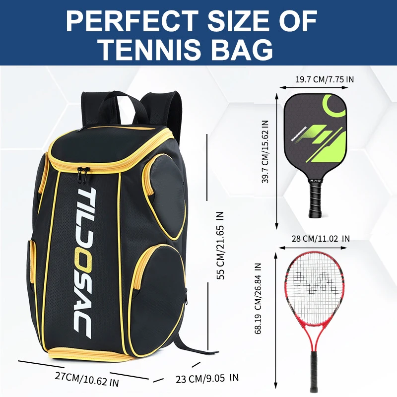 Adult Men Women Pickleball Padel Racquet Bag Shoe Compartment Squash Tennis Racket Backpack Waterproof PU Padel Racket Sport Bag